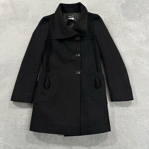 Patrizia Pepe Italy Wool Coat Women 44 Black Dark Academia Firenze Luxury